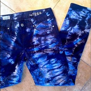 GAP 27 Tie Dye Skinny Jeans Gorgeous Soft Acid Washed Denim Blue White Tie Dye